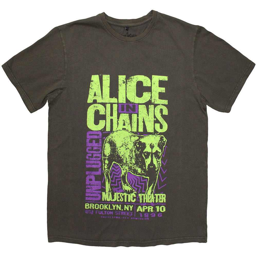 AICTS22MWA Alice In Chains Unisex T-Shirt: Unplugged Dog (Grey Wash) (Wash Collection) - Image 1