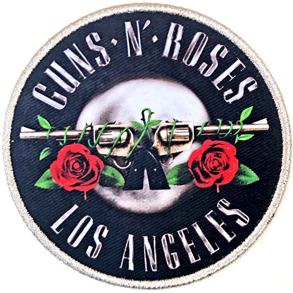GNRPAT17 Guns N' Roses Circular Standard Patch: Los Angeles Silver - Image 1