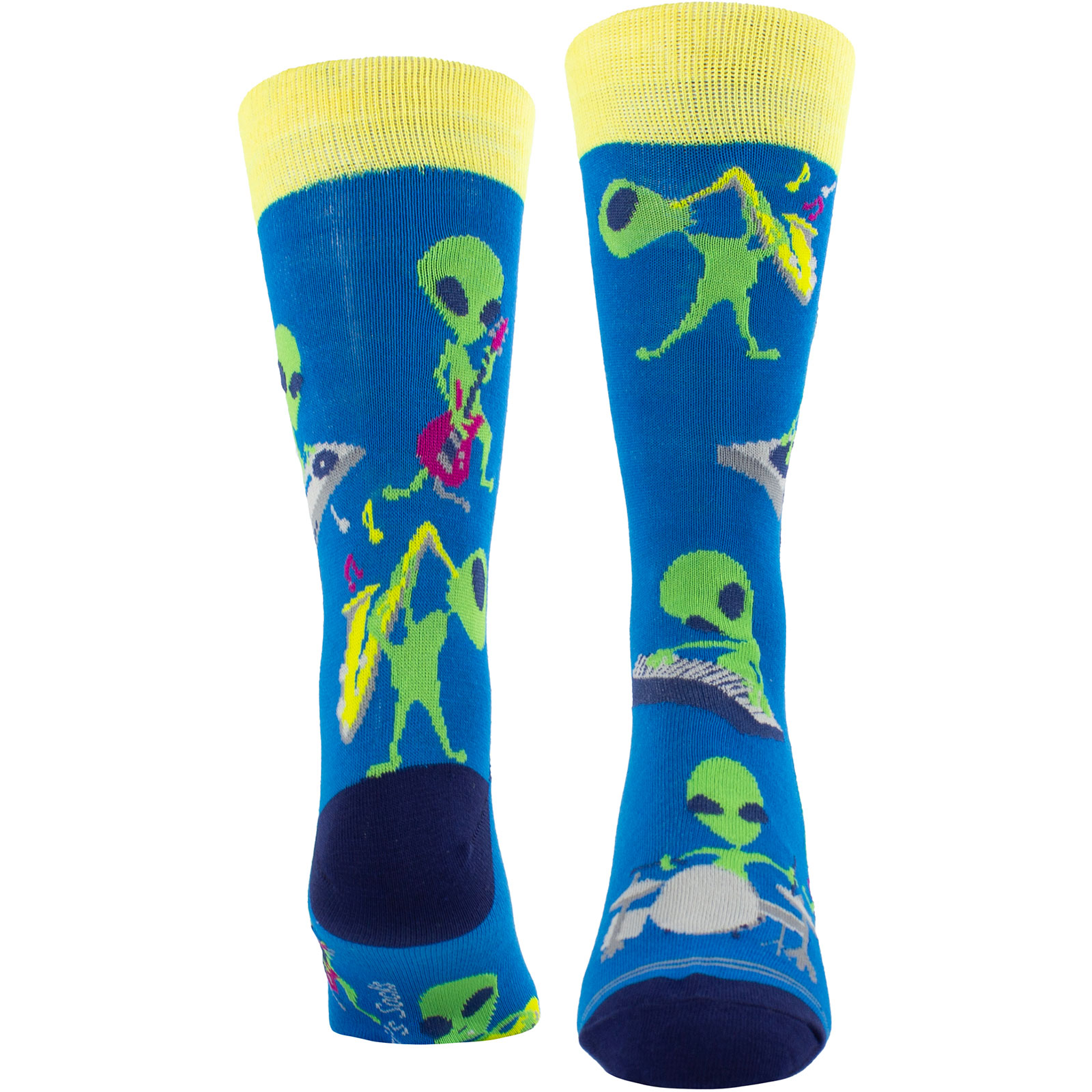 PSF113-406.jpg Perri's Unisex Crew Socks: Aliens (Blue) (UK Size 6.5 - 11) - Image 1